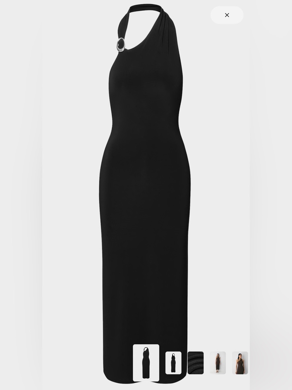 Aritzia Black One-Shoulder Maxi Dress with Ring Detail
